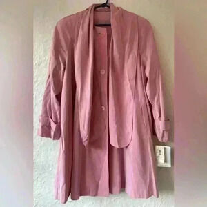 NWT vintage Gallery pink cape style, short trench coat with long lapel; M